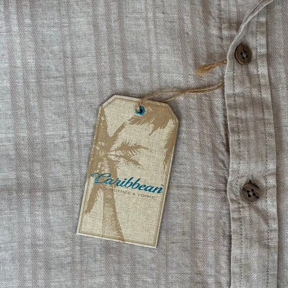 NWT Roundtree & York Caribbean Linen Blend Striped Button Down Shirt Mens XL - Picture 4 of 8